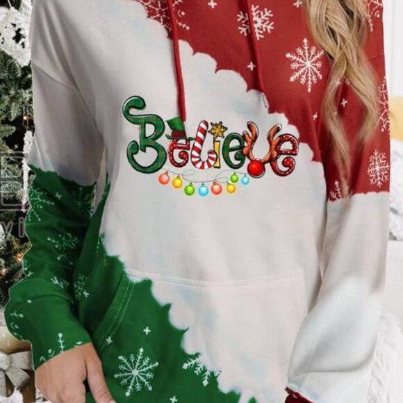 Christmas Sweatshirts for Women Believe Christmas Pullover SIZE MED - Picture 2 of 4